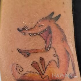 Tattoo Foksiu on the forearm motif: animals style: graphic / illustrative
