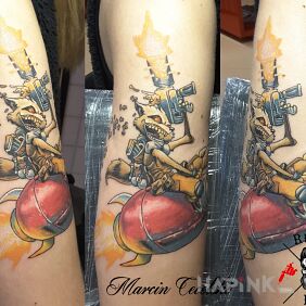Tattoo Rocket Raccoon on the upper arm motif: animals