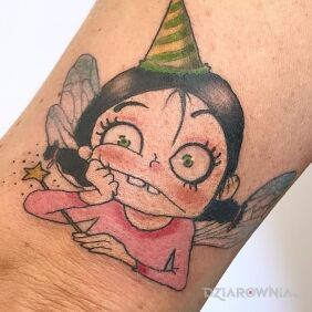 Tatuaż Wróżka na przedramieniu motyw: kolorowe styl: graficzne / ilustracyjne