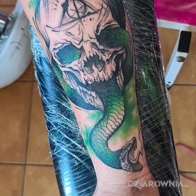 Tatuaż Tattoo skull, tattoo Snake,  tattoo Harry Potter, watercolour na ręce motyw: zwierzęta styl: graficzne / ilustracyjne