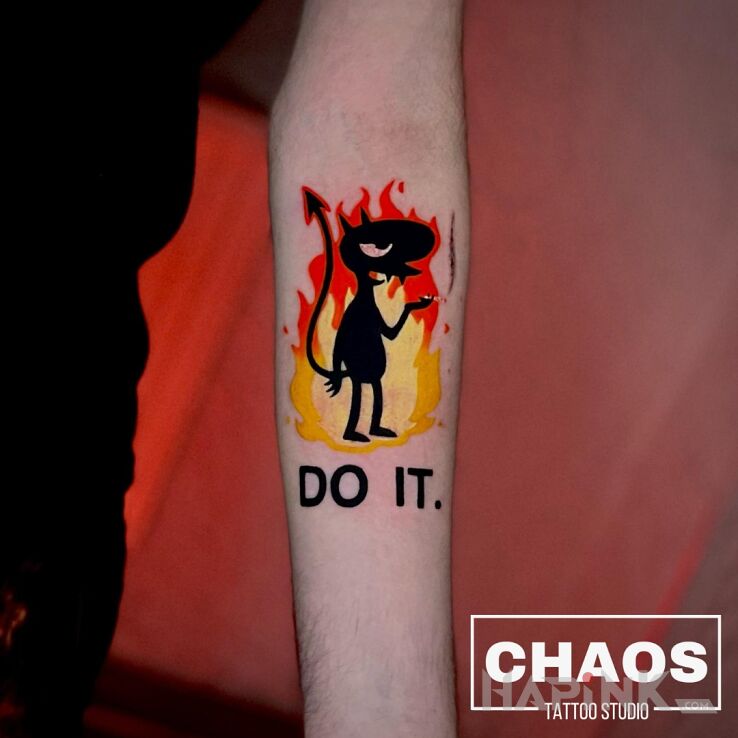 Tattoo Rozczarowani in funny motif and cartoon / comic book style On the arm