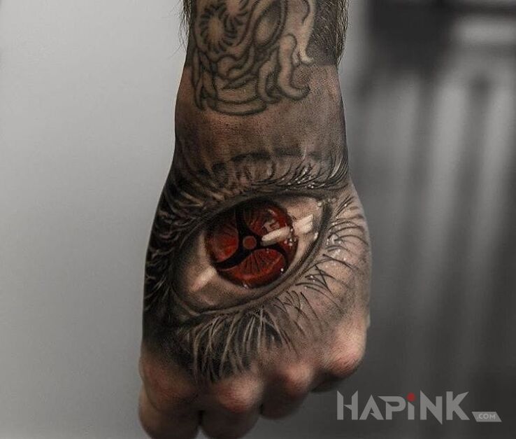 Tattoo OKO in 3D motif on the hand