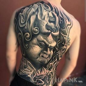 Tattoo Culture of Japan on the back motif: 3D