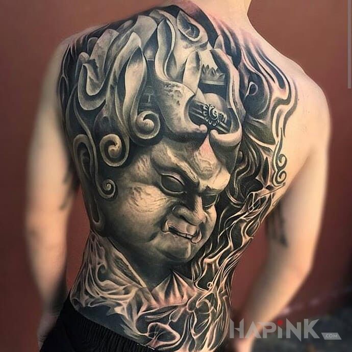 Tattoo Kultura Japonii in 3D motif on the back