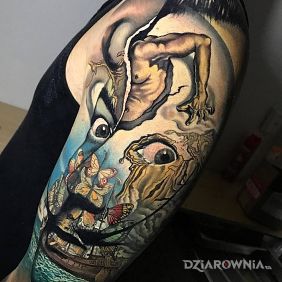 Tatuaż Salvador Dali na ramieniu motyw: postacie