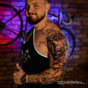 Tatuaż Rękaw męski na przedramieniu motyw: fantasy styl: realistyczne