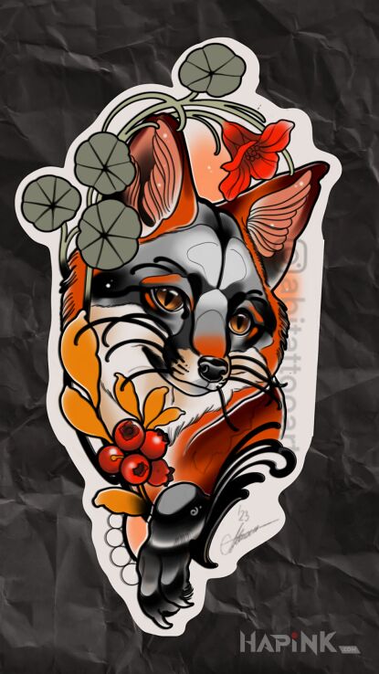 Designs lis melanistyczny - neo-traditional