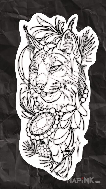 Designs portret rysia - neo-traditional
