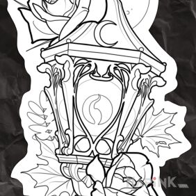 Secesyjny lampion z różami