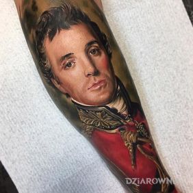 Tatuaż Szlachcic na przedramieniu motyw: twarze styl: realistyczne