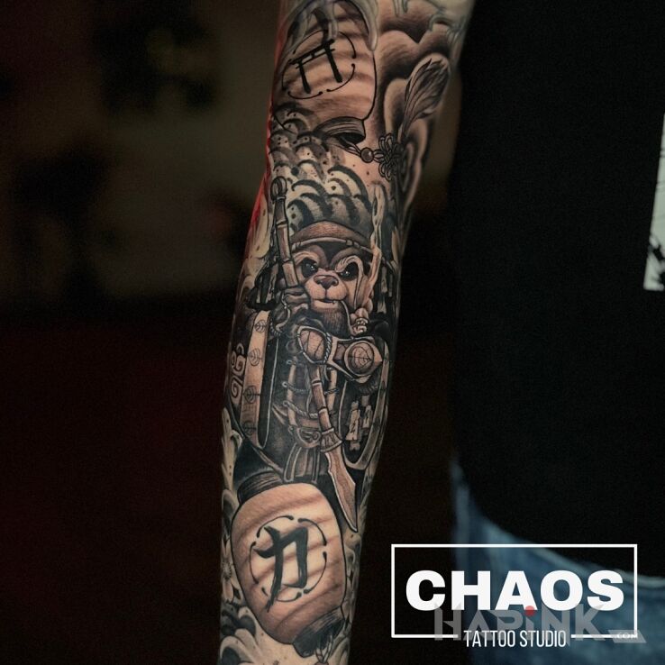 Tattoo Japońska Panda in manga / anime motif and graphic / illustrative style on the forearm