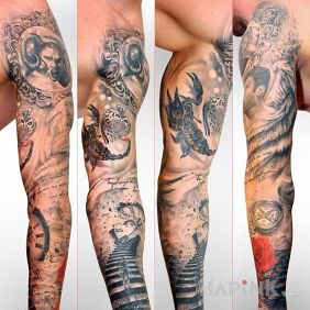 Tattoo Cool sleeve on the upper arm motif: animals