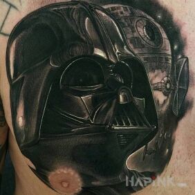 Tattoo Darth Vader on the chest motif: 3D