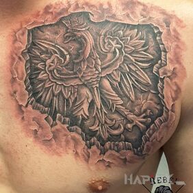 Tattoo Poland on the chest motif: 3D