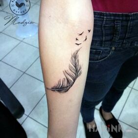 Tattoo Feather on the forearm motif: other