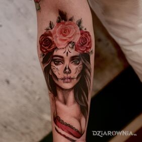 Tatuaż La Catrina! na przedramieniu motyw: postacie styl: realistyczne
