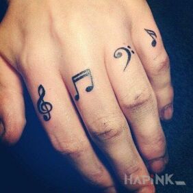 Tattoo Notes on the fingers motif: lettering