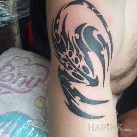 Tattoo Scorpio on the upper arm style: tribal