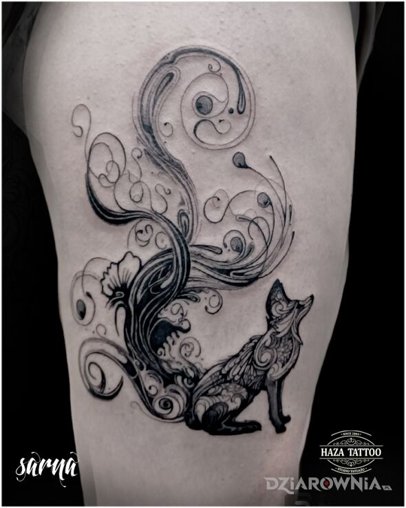 Tatuaż lis tatuaż w motywie zwierzęta i stylu graficzne / ilustracyjne na nodze