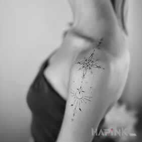 Tattoo Ornamental on the upper arm motif: ornaments style: minimalistic
