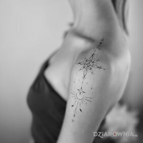 Tatuaż Ornamental na barku motyw: czarno-szare styl: minimalistyczne