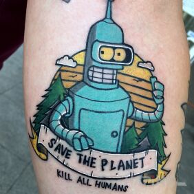 Tattoo Bender Futurama On the arm motif: lettering style: newschool