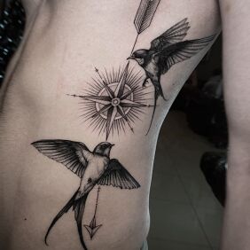 Tattoo Swallows on the ribs motif: animals style: graphic / illustrative