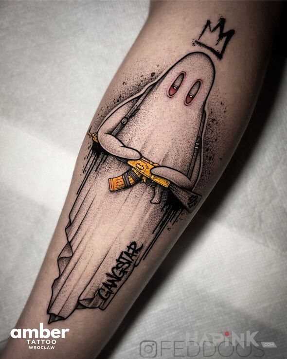 Tattoo Zjarany duszek in characters motif and graphic / illustrative style On the arm