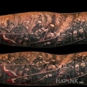 Tattoo Brigade on the forearm motif: patriotic style: realistic