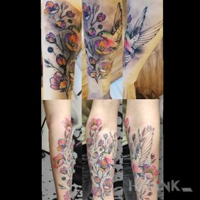 Tattoo Shading correction on the forearm motif: colorful style: graphic / illustrative