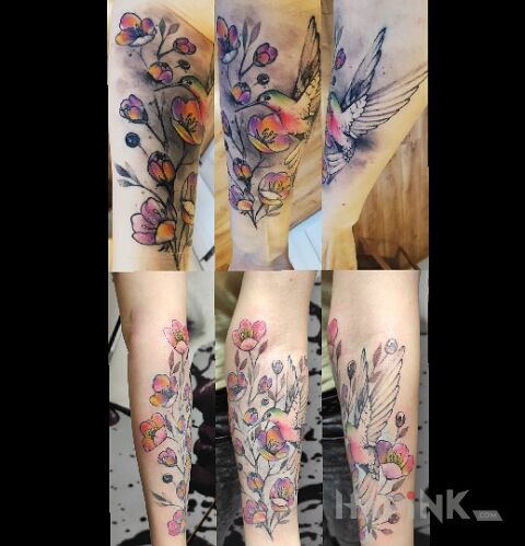 Tattoo Korekta cieniowania in colorful motif and graphic / illustrative style on the forearm