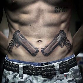 Tattoo Love & Hope on the stomach motif: lettering style: realistic