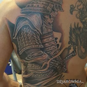 Tatuaż Samuraj na plecach motyw: postacie styl: japońskie / irezumi