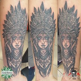 Tattoo Shaman on the forearm motif: Indian