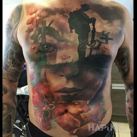 Tattoo Soldier on the stomach motif: 3D