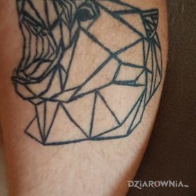 Tatuaż Tatuaż geometryczny Niedźwiedź na łydce motyw: zwierzęta styl: geometryczne