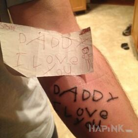 Tattoo Since childhood on the forearm motif: lettering