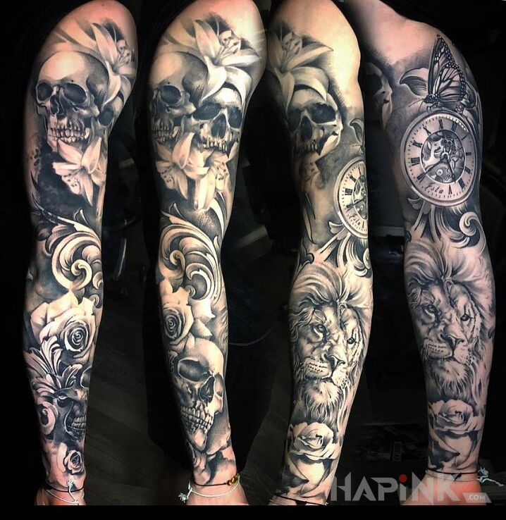 Tattoo Wymieszane motywy in animals motif and realistic style On the arm