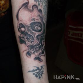 Tattoo Skull on the forearm motif: skulls