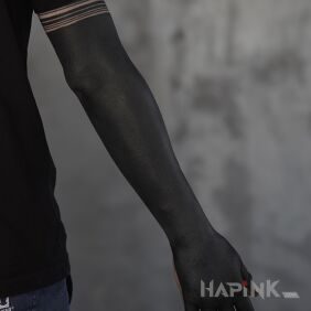 Tattoo Blackout on the arm and hand. on the elbow motif: other style: blackwork / blackout