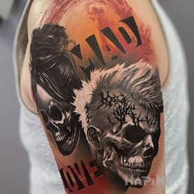 Tattoo Mad love. On the arm motif: fantasy style: realistic