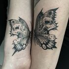 Tatuaż motylo-czaszki dla pary na ręce, motyw: pozostałe, styl: graficzne / ilustracyjne