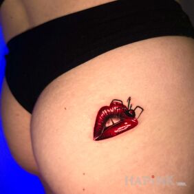 Tattoo Lips on the buttock intimate motif: colorful style: realistic