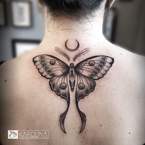 Tattoo Moth - the magic of the night on the nape style: graphic / illustrative