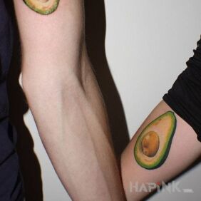 Tattoo Avocados on the forearm motif: Love style: realistic