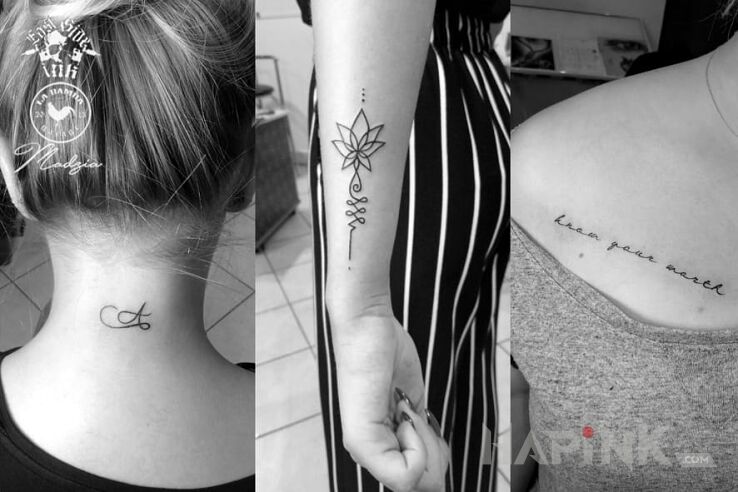 Tattoo Maleństwa in lettering motif on the nape