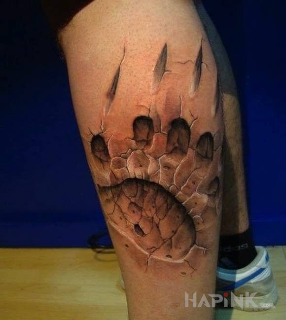 Tattoo Lapa in 3D motif and realistic style on the calf