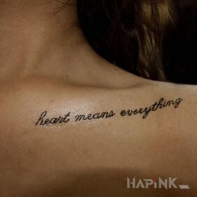 Tattoo Inscription in engilsh on the collarbone motif: lettering