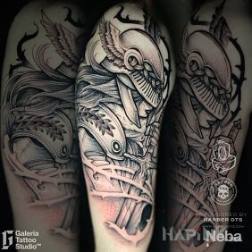 Tattoo Malenia Elden Ring On the arm motif: black and gray style: graphic / illustrative