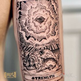 Tattoo Tarot card On the arm motif: other style: contour / linework